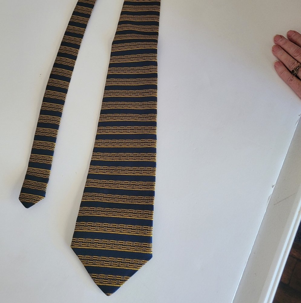 Elegant Gold and Black Striped Men's Tie